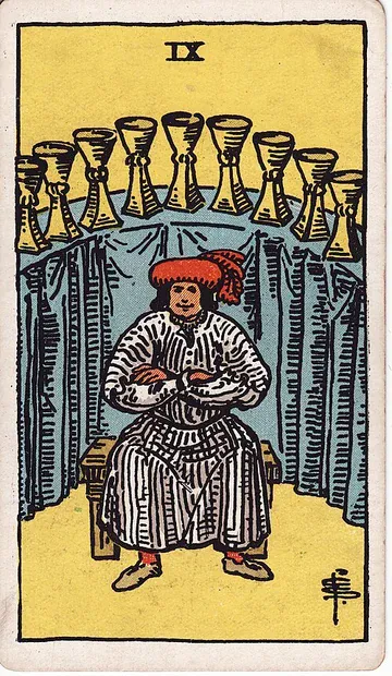 Nine of Cups · Illustration einer Tarotkarte
