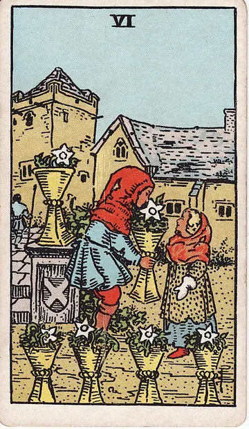 Six of Cups · Illustration einer Tarotkarte