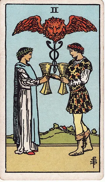 Two of Cups · illustrazione di una carta dei tarocchi