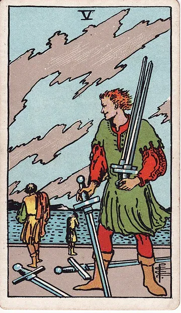 Five of Swords · illustrazione di una carta dei tarocchi