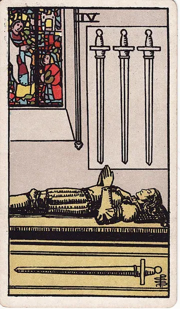 Four of Swords · Illustration einer Tarotkarte