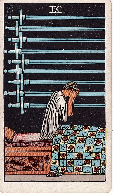 Nine of Swords · ilustracja karty tarota