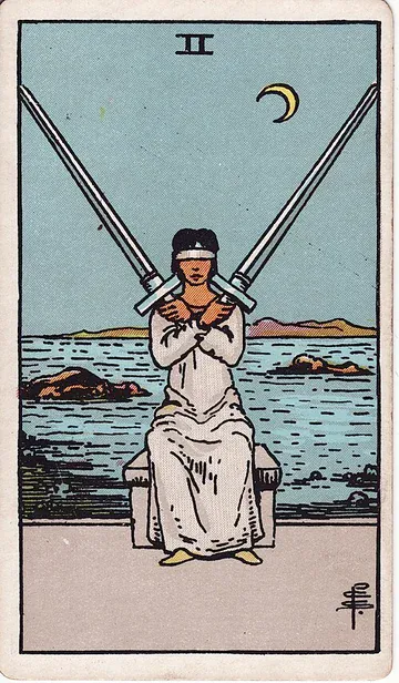 Two of Swords · Illustration einer Tarotkarte