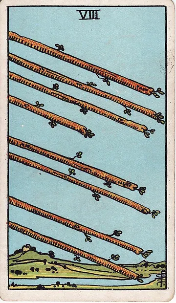 Eight of Wands · illustration de carte de tarot